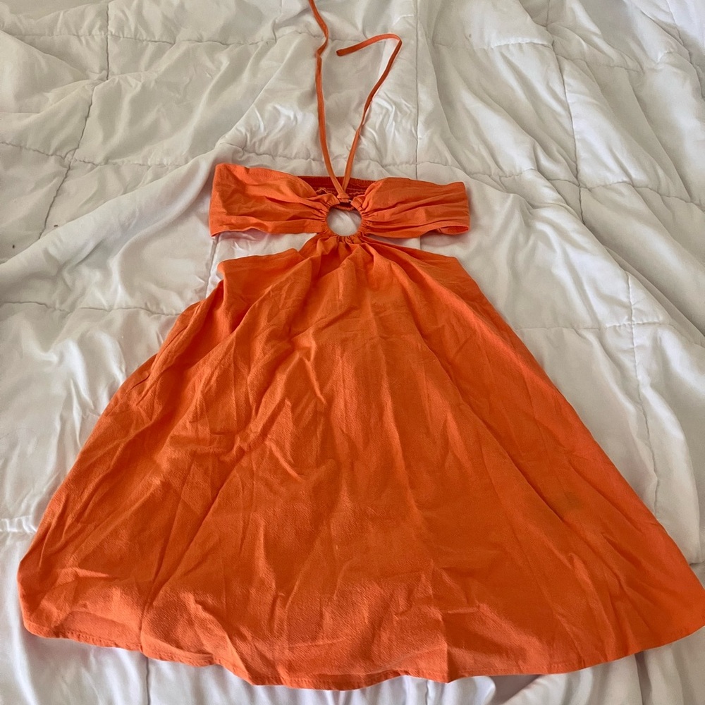 Orange Summer Dress With Cutout